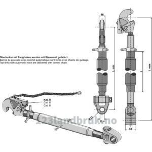 Toppstag med Fanghake og Kryssledd - 640/900 mm - Kategori: 2-3