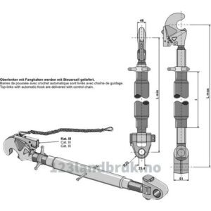 Toppstag med Fanghake og Kryssledd - 830/1090 mm - Kategori: 2-3