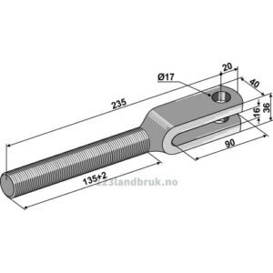 Gaffel - M24x3mm - Venstregjenget