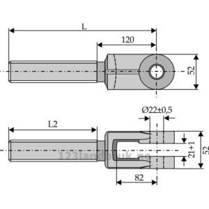 Gaffel til Toppstag - M30x3,5x260mm