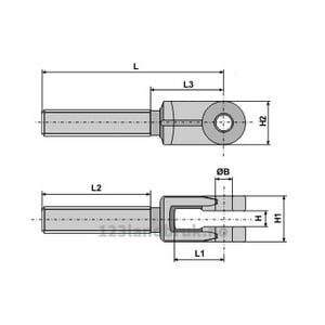 Gaffel til Toppstag - M30x3,5x232mm