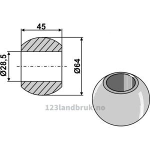 Kule til trekkstang - Ø64xØ28,5x45mm - Kategori: II-III