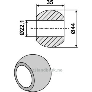 Kule til trekkstang - Ø22,1xØ44x35mm - Kategori: I
