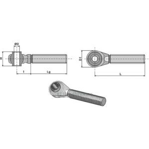 Endekobling med kule - M30x3,5x170mm - Kategori: II
