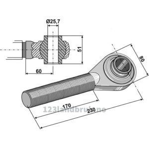 Endekobling med kule M40x3 - Kategori: II