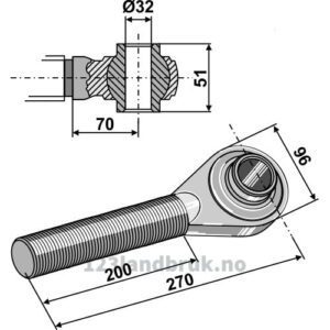 Endekobling med kule M40x3 - Kategori: III