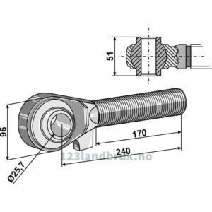 Endekobling med kule - M42x3x240mm