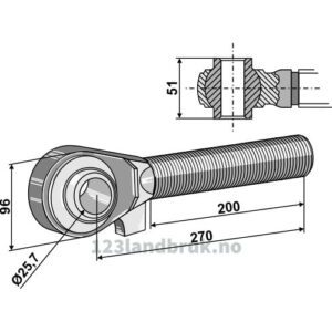 Endekobling med kule - M42x3x270mm