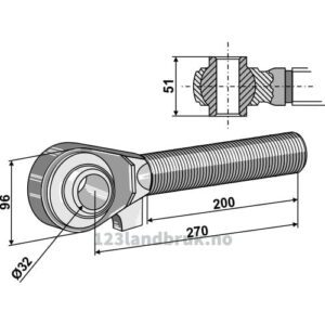 Endekobling med kule - M42x3x270mm