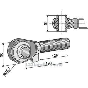 Endekobling med kule - M42x3x190mm