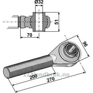 Endekobling med kule M40x3 - Kategori: III