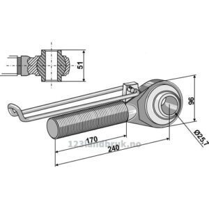 Endekobling med kule - M42x3x240mm - Venstre
