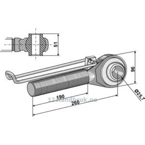 Endekobling med kule - M42x3x260mm - Venstre