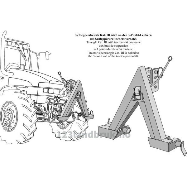 Triangel Traktordel - 1000mm - Kategori: III