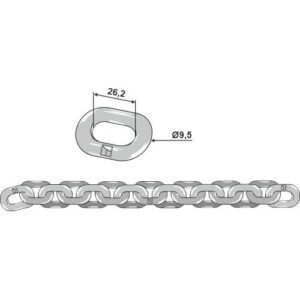 Kjetting - Kjededeling: 9,5x26,2mm - Krone - 1 meter