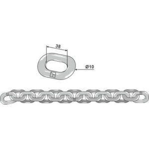 Kjetting - Kjededeling: 10x38mm - Kemper, Welger - 1 meter