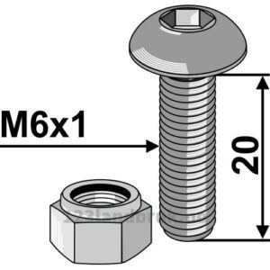 Unbrako Forsenket med Låsemutter - 10.9 - M6x1x20mm
