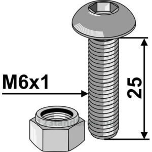 Unbrako Forsenket med Låsemutter - 10.9 - M6x1x25mm