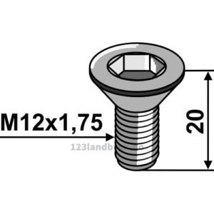 Umbraco Forsenket - 8.8 - M12x1,75x20mm