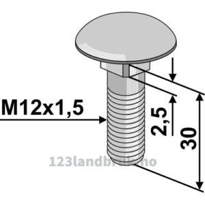 Låsebolt - 8.8 - M12x1,5x30mm - Kuhn