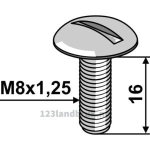 Bolt - 8.8 - M8x1,25x16mm - Galvanisert - Strautmann