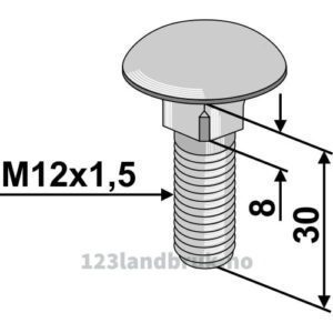 Låsebolt - 8.8 - M12x1,5x30mm