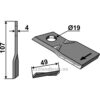 Slåmaskinkniv - 107x49x4mm - Pöttinger