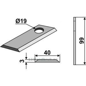 Slåmaskinkniv - 99x40x3mm - B.C.S., Farendløse