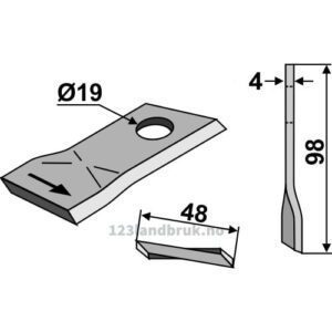 Slåmaskinkniv - 98x48x4mm - Venstre - B.C.S., Deutz-Fahr, Fella