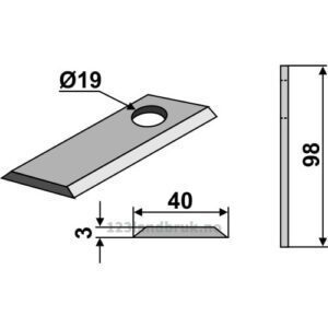 Slåmaskinkniv - 98x40x3mm - Deutz-Fahr, Morra
