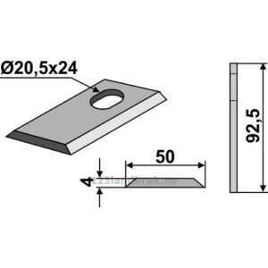 Slåmaskinkniv - 92.5x50x4mm - Freudendahl (J.F.)