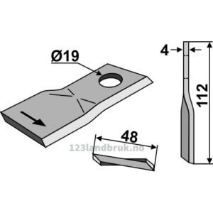 Slåmaskinkniv - 119x48x4mm - Venstre - Krone
