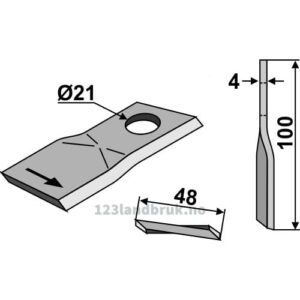Slåmaskinkniv - 100x48x4mm - Venstre - Pöttinger