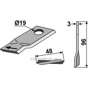 Slåmaskinkniv - 96x48x3mm - Høyre - Krone, Pöttinger