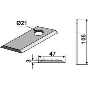 Slåmaskinkniv - 105x47x3mm - PZ-Zweegers