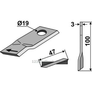 Slåmaskinkniv - 100x47x3mm - Høyre - Niemeyer