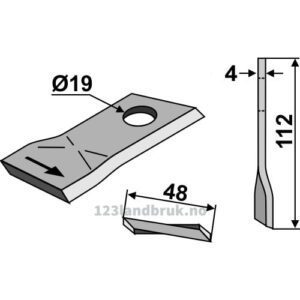 Slåmaskinkniv - 112x48x4mm - Venstre - Fella