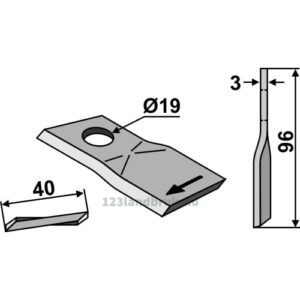 Slåmaskinkniv - 96x40x3mm - Høyre - Deutz-Fahr