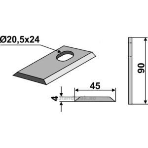 Slåmaskinkniv - 90x45x4mm - JF