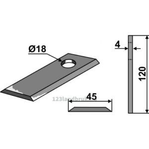 Slåmaskinkniv - 120x45x4mm - Kuhn