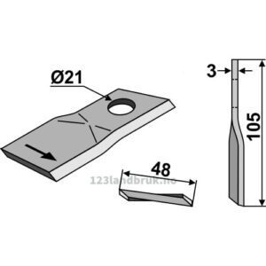 Slåmaskinkniv - 105x48x3mm - Venstre - PZ-Zweegers - Bellon