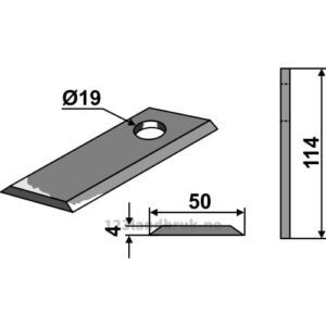 Slåmaskinkniv - 114x50x4mm - Kverneland