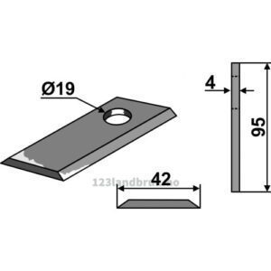 Slåmaskinkniv - 95x42x4mm - Claas