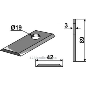 Slåmaskinkniv - 89x42x3mm - Farendløse