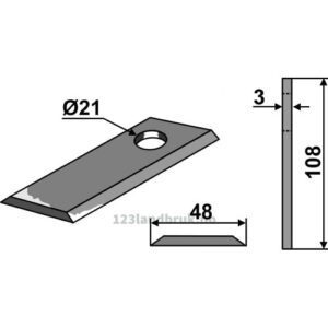 Slåmaskinkniv - 108x48x3mm - New Holland