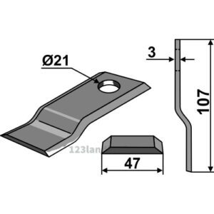 Slåmaskinkniv - 107x47x3mm - New Holland