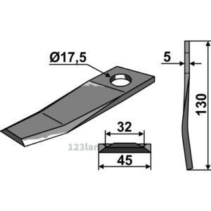 Slåmaskinkniv - 130x45x5mm - New Holland