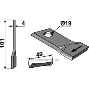 Slåmaskinkniv - 101x48x4mm - Høyre - Niemeyer