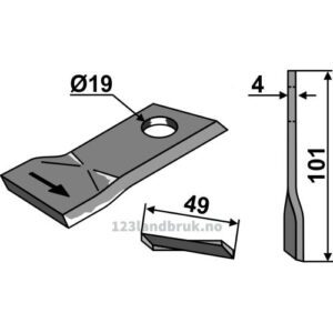Slåmaskinkniv - 101x48x4mm - Venstre - Niemeyer