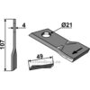 Slåmaskinkniv - 107x49x4mm - Høyre - Pöttinger